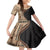 Samoa Siapo Motif and Tapa Pattern Half Style Family Matching Short Sleeve Bodycon Dress and Hawaiian Shirt Beige Color