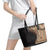 Samoa Siapo Motif and Tapa Pattern Half Style Leather Tote Bag Beige Color