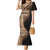 Samoa Siapo Motif and Tapa Pattern Half Style Mermaid Dress Beige Color