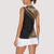 Samoa Siapo Motif and Tapa Pattern Half Style Women Sleeveless Polo Shirt Beige Color