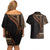 Samoa Siapo Motif and Tapa Pattern Half Style Couples Matching Off Shoulder Short Dress and Hawaiian Shirt Black Color