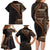 Samoa Siapo Motif and Tapa Pattern Half Style Family Matching Long Sleeve Bodycon Dress and Hawaiian Shirt Black Color