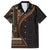 Samoa Siapo Motif and Tapa Pattern Half Style Family Matching Long Sleeve Bodycon Dress and Hawaiian Shirt Black Color