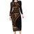 Samoa Siapo Motif and Tapa Pattern Half Style Family Matching Long Sleeve Bodycon Dress and Hawaiian Shirt Black Color