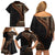 Samoa Siapo Motif and Tapa Pattern Half Style Family Matching Off Shoulder Short Dress and Hawaiian Shirt Black Color