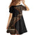 Samoa Siapo Motif and Tapa Pattern Half Style Family Matching Short Sleeve Bodycon Dress and Hawaiian Shirt Black Color