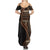 Samoa Siapo Motif and Tapa Pattern Half Style Family Matching Summer Maxi Dress and Hawaiian Shirt Black Color