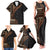 Samoa Siapo Motif and Tapa Pattern Half Style Family Matching Tank Maxi Dress and Hawaiian Shirt Black Color