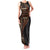 Samoa Siapo Motif and Tapa Pattern Half Style Family Matching Tank Maxi Dress and Hawaiian Shirt Black Color