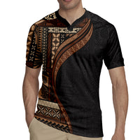 Samoa Siapo Motif and Tapa Pattern Half Style Rugby Jersey Black Color