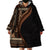 Samoa Siapo Motif and Tapa Pattern Half Style Wearable Blanket Hoodie Black Color