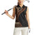 Samoa Siapo Motif and Tapa Pattern Half Style Women Sleeveless Polo Shirt Black Color