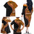 Samoa Siapo Motif and Tapa Pattern Half Style Family Matching Off The Shoulder Long Sleeve Dress and Hawaiian Shirt Yellow Color