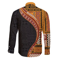 Samoa Siapo Motif and Tapa Pattern Half Style Family Matching Off Shoulder Short Dress and Hawaiian Shirt Yellow Color