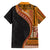 Samoa Siapo Motif and Tapa Pattern Half Style Family Matching Short Sleeve Bodycon Dress and Hawaiian Shirt Yellow Color