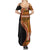 Samoa Siapo Motif and Tapa Pattern Half Style Family Matching Summer Maxi Dress and Hawaiian Shirt Yellow Color