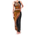 Samoa Siapo Motif and Tapa Pattern Half Style Family Matching Tank Maxi Dress and Hawaiian Shirt Yellow Color