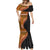 Samoa Siapo Motif and Tapa Pattern Half Style Mermaid Dress Yellow Color