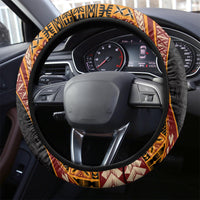 Samoa Siapo Motif and Tapa Pattern Half Style Steering Wheel Cover Yellow Color