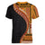 Samoa Siapo Motif and Tapa Pattern Half Style Women V-Neck T-Shirt Yellow Color