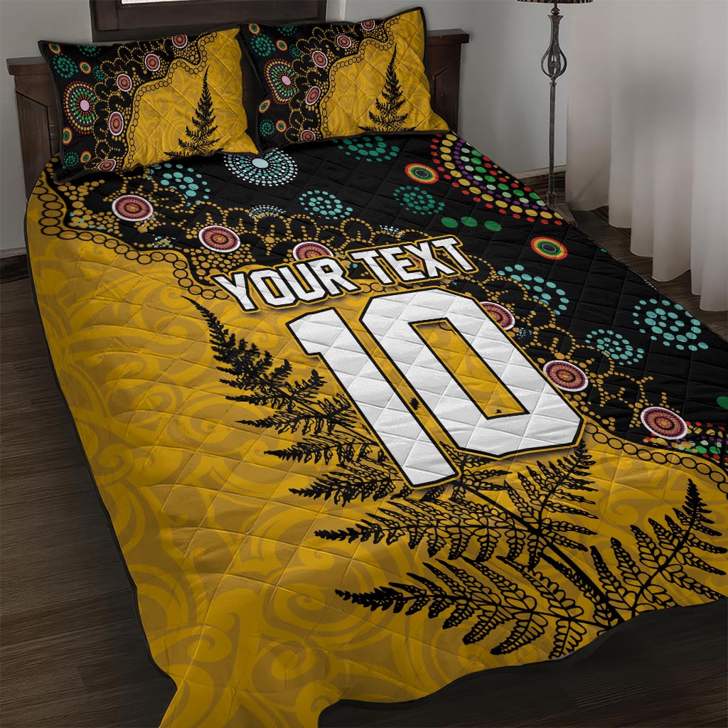 Custom New Zealand and Australia Rugby Quilt Bed Set Maori Warrior With Aboriginal Version