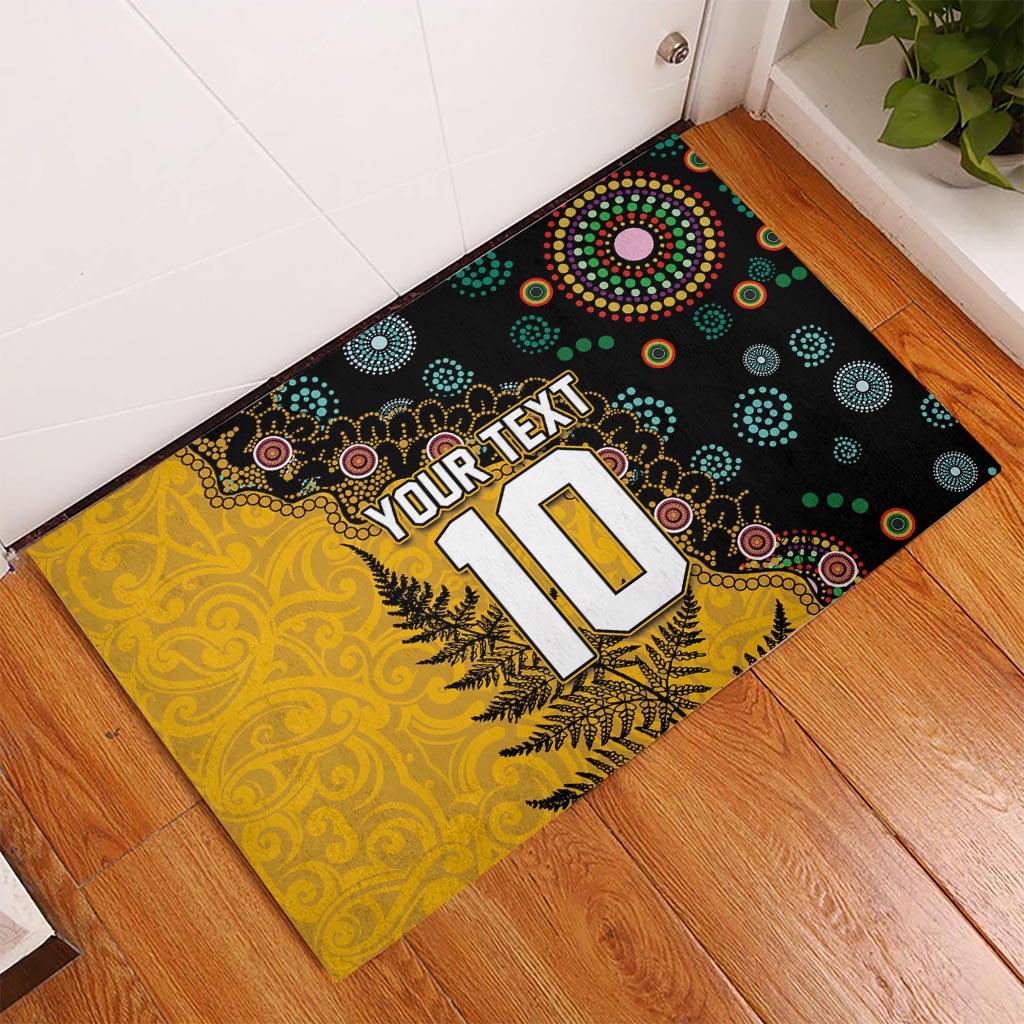 Custom New Zealand and Australia Rugby Rubber Doormat Maori Warrior With Aboriginal Version