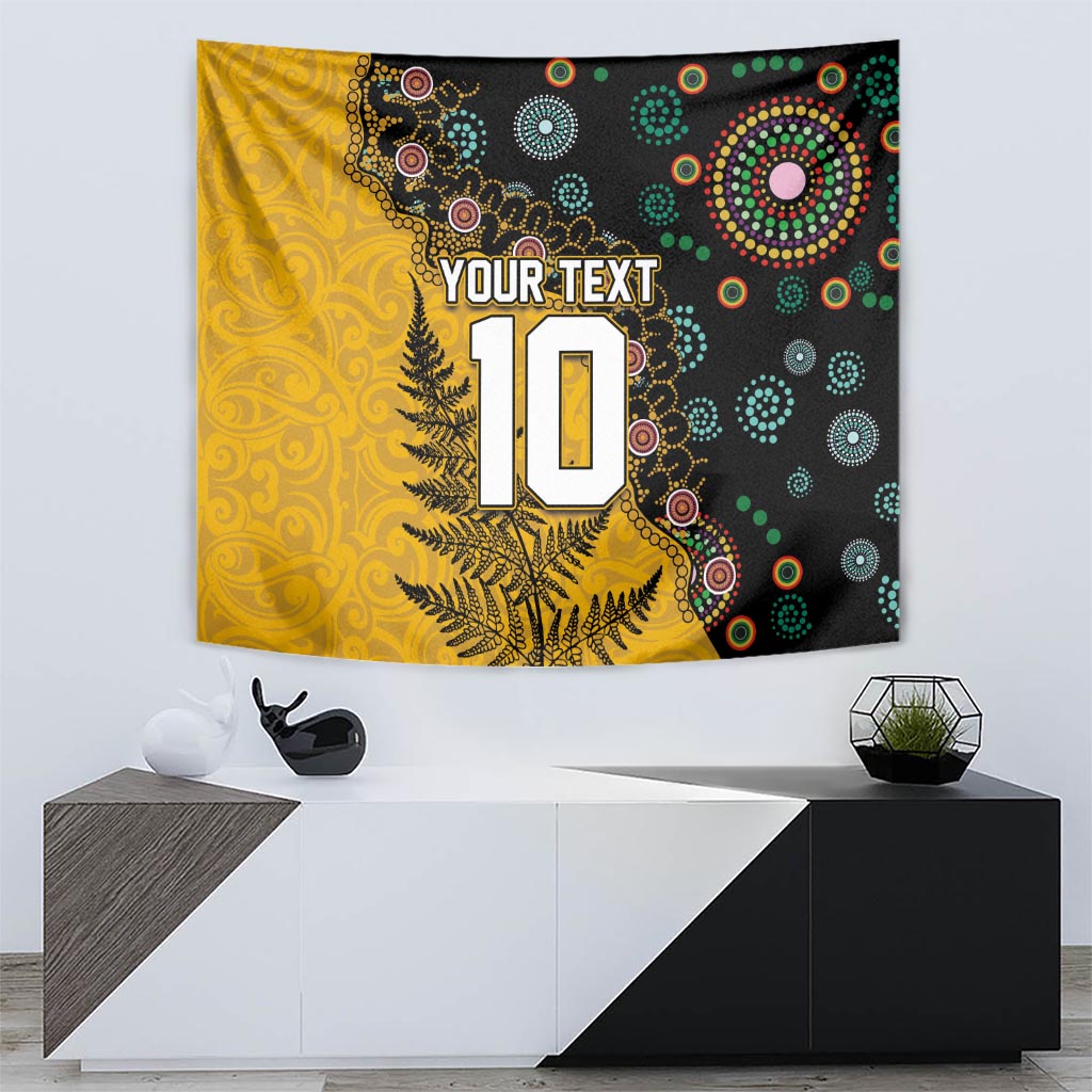 Custom New Zealand and Australia Rugby Tapestry Maori Warrior With Aboriginal Version