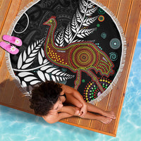 New Zealand Fern and Australia Emu Beach Blanket Aboriginal Mix Maori Pattern LT03 - Polynesian Pride