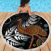New Zealand Fern and Australia Emu Beach Blanket Aboriginal Mix Maori Pattern LT03 - Polynesian Pride