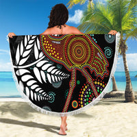 New Zealand Fern and Australia Emu Beach Blanket Aboriginal Mix Maori Pattern LT03 - Polynesian Pride