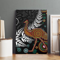 New Zealand Fern and Australia Emu Canvas Wall Art Aboriginal Mix Maori Pattern LT03 - Polynesian Pride