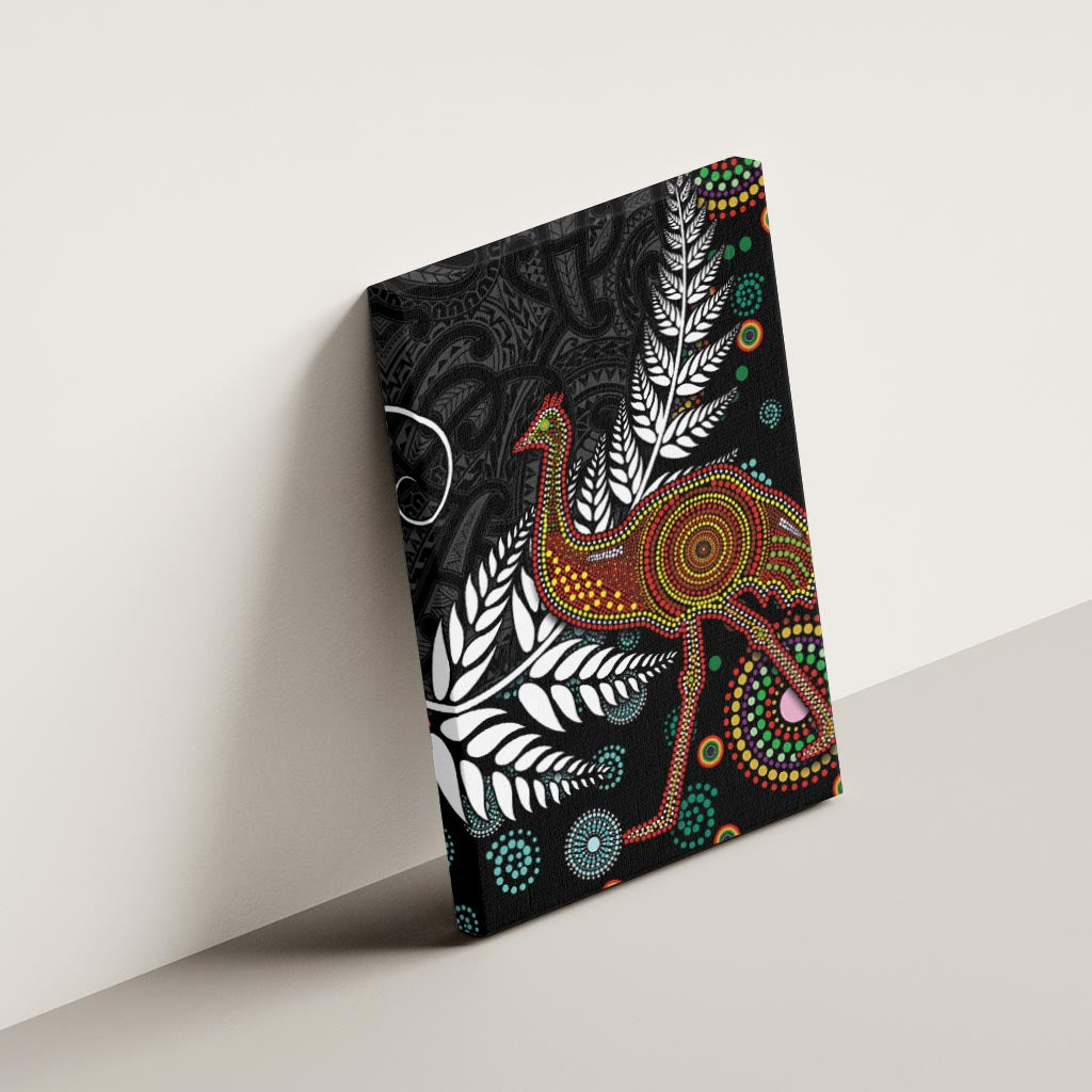 New Zealand Fern and Australia Emu Canvas Wall Art Aboriginal Mix Maori Pattern LT03 - Polynesian Pride