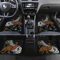 New Zealand Fern and Australia Emu Car Mats Aboriginal Mix Maori Pattern LT03 Set 4pcs Blue - Polynesian Pride