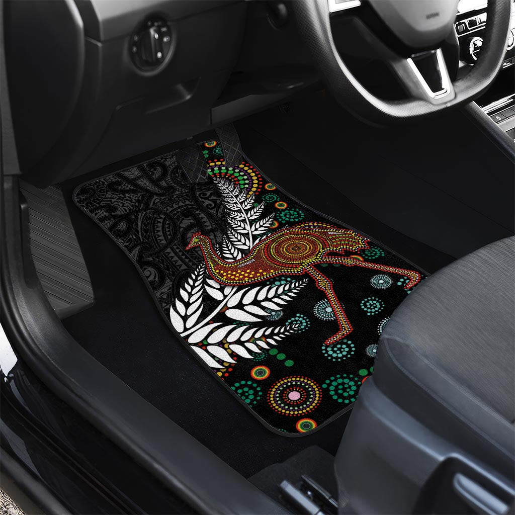 New Zealand Fern and Australia Emu Car Mats Aboriginal Mix Maori Pattern LT03 - Polynesian Pride