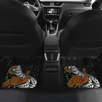 New Zealand Fern and Australia Emu Car Mats Aboriginal Mix Maori Pattern LT03 Set 2pcs - Back Blue - Polynesian Pride