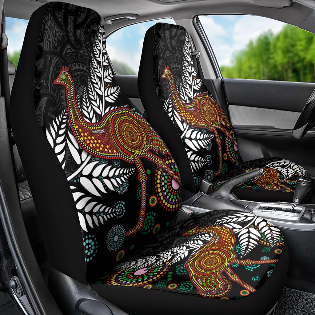 New Zealand Fern and Australia Emu Car Seat Cover Aboriginal Mix Maori Pattern