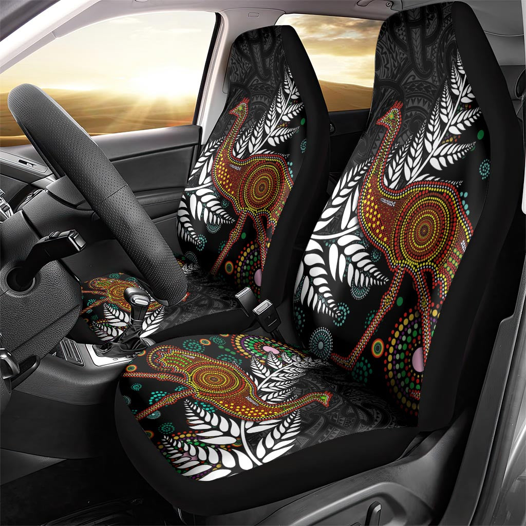 New Zealand Fern and Australia Emu Car Seat Cover Aboriginal Mix Maori Pattern