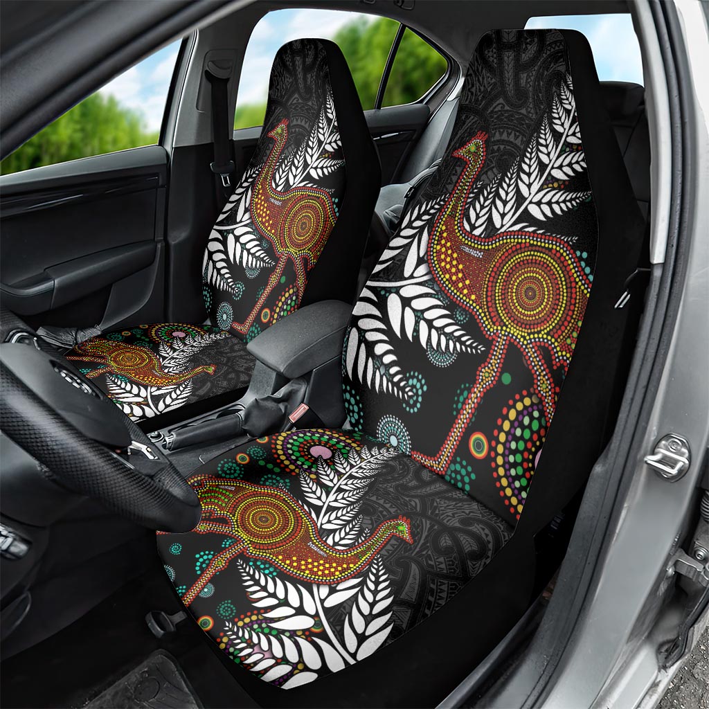 New Zealand Fern and Australia Emu Car Seat Cover Aboriginal Mix Maori Pattern