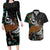 New Zealand Fern and Australia Emu Couples Matching Long Sleeve Bodycon Dress and Hawaiian Shirt Aboriginal Mix Maori Pattern