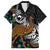 New Zealand Fern and Australia Emu Family Matching Long Sleeve Bodycon Dress and Hawaiian Shirt Aboriginal Mix Maori Pattern