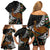 New Zealand Fern and Australia Emu Family Matching Off Shoulder Short Dress and Hawaiian Shirt Aboriginal Mix Maori Pattern