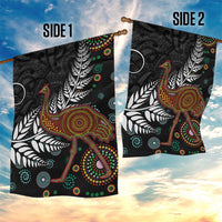 New Zealand Fern and Australia Emu Garden Flag Aboriginal Mix Maori Pattern LT03 - Polynesian Pride