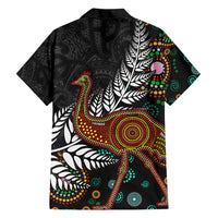 New Zealand Fern and Australia Emu Hawaiian Shirt Aboriginal Mix Maori Pattern LT03 - Polynesian Pride