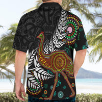 New Zealand Fern and Australia Emu Hawaiian Shirt Aboriginal Mix Maori Pattern LT03 - Polynesian Pride