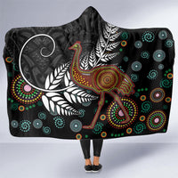 New Zealand Fern and Australia Emu Hooded Blanket Aboriginal Mix Maori Pattern LT03 - Polynesian Pride