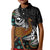 New Zealand Fern and Australia Emu Kid Polo Shirt Aboriginal Mix Maori Pattern