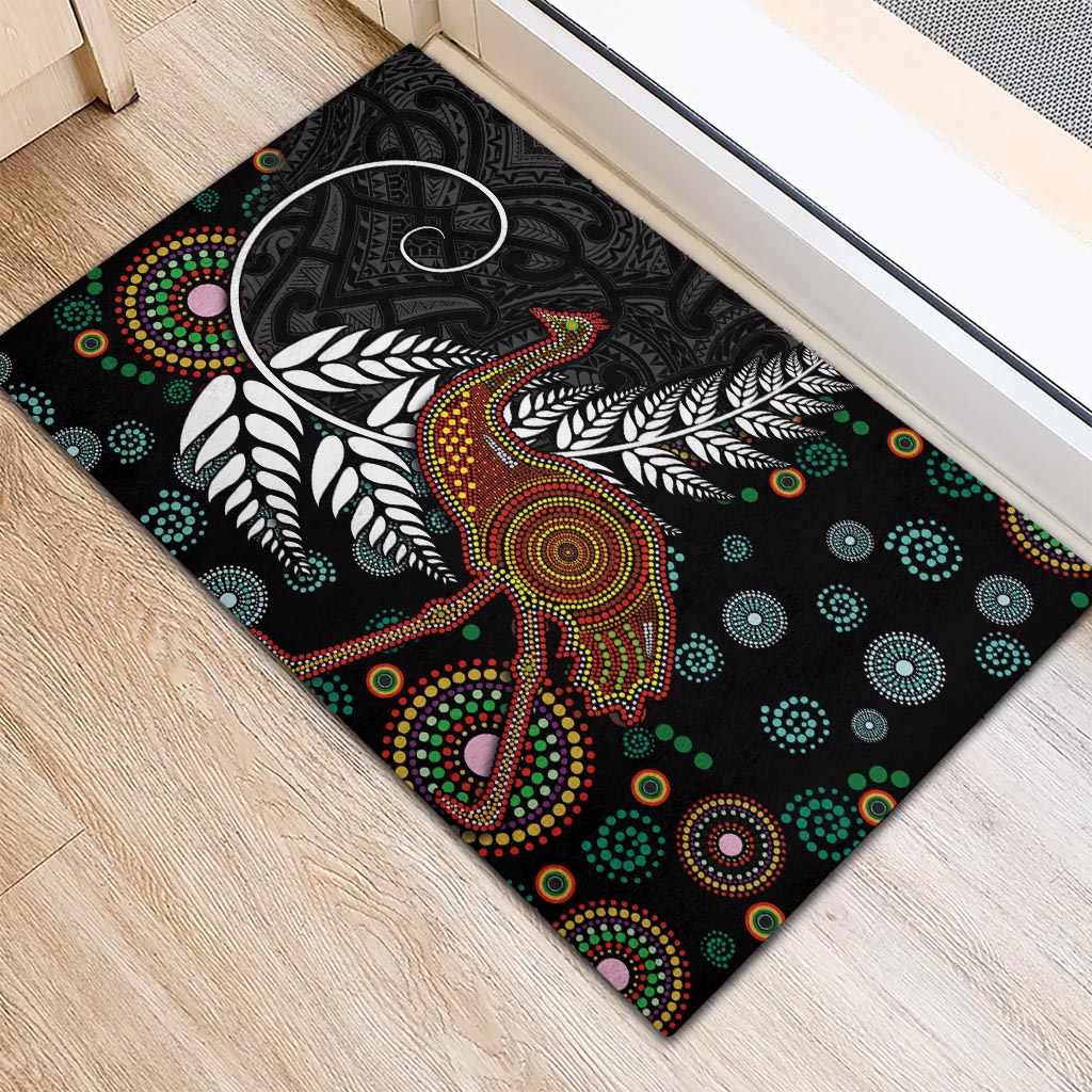 New Zealand Fern and Australia Emu Rubber Doormat Aboriginal Mix Maori Pattern LT03 - Polynesian Pride