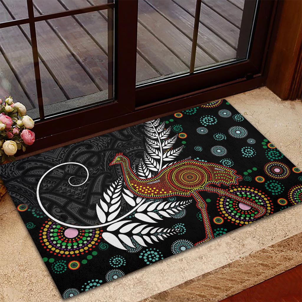 New Zealand Fern and Australia Emu Rubber Doormat Aboriginal Mix Maori Pattern LT03 - Polynesian Pride