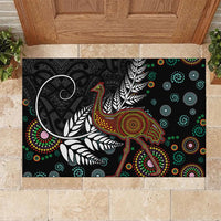 New Zealand Fern and Australia Emu Rubber Doormat Aboriginal Mix Maori Pattern LT03 - Polynesian Pride