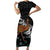 New Zealand Fern and Australia Emu Short Sleeve Bodycon Dress Aboriginal Mix Maori Pattern